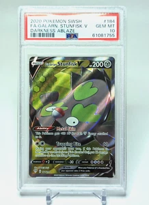 2020 Pokemon SWSH Darkness Ablaze Full Art Galarian Stunfisk V PSA 10 #184 GEM! - Picture 1 of 2
