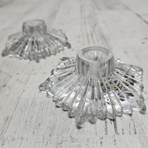 Vintage Lavender or Purple Pressed Glass Candle Holder in Starburst Pattern (2) - Picture 1 of 6