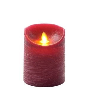 LED Echtwachskerze mit Timer flackender Docht Weinrot Höhe 10cm - Picture 1 of 1