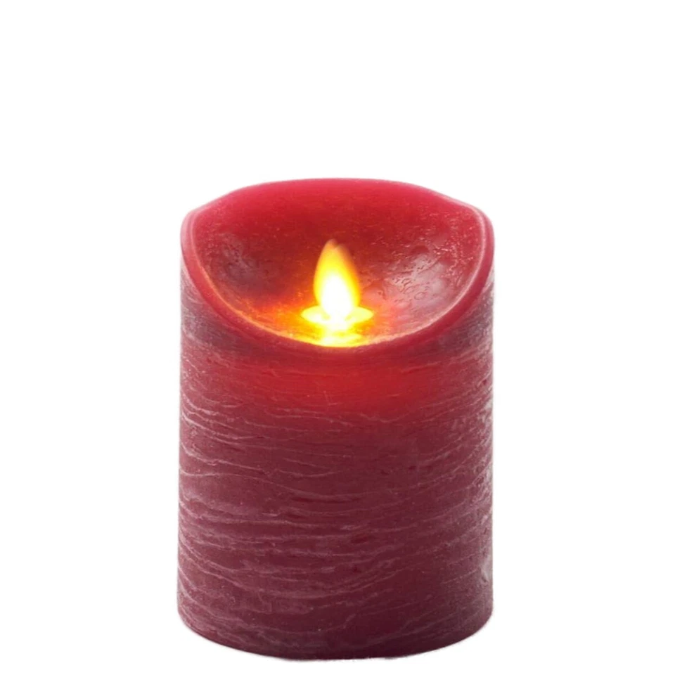 LED Echtwachskerze mit Timer flackender Docht Weinrot Höhe 10cm - Bild 1 von 1