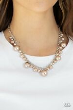 Uptown Pearls Brown Necklace/Earring Set Paparazzi New With Tags