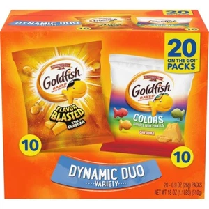 Goldfish Dynamic Duo Variety Pack, Colors, Cheddar & Flavor Blasted Xtra 20 Ct, - Picture 1 of 6