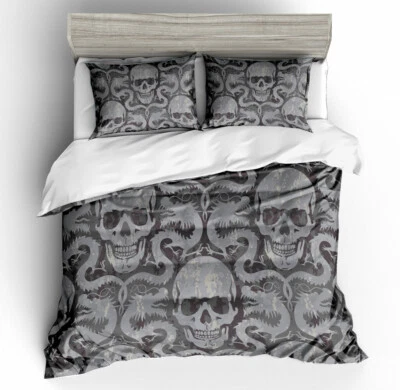 3D Skeleton Dragon Pattern Grey Quilt Cover Set Bedding Sets Pillowcases 64 - Изображение 1 из 4
