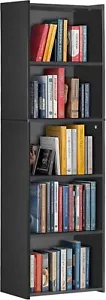 ZENY 5-Tier Bookcase Freestanding Wood Storage Display Open Bookshelf, Black - Picture 1 of 7
