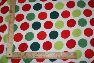 White Green & Red Circles JoAnn Super Snuggle Flannel Fabric 48 x 43"W Fast Ship - Image 1 of 3