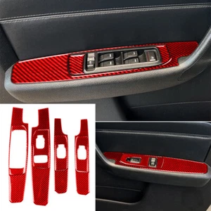 Cubierta de panel de botón de interruptor de elevación de ventana de fibra de carbono rojo 9 unidades para Hummer H3 2006-2010 - Imagen 1 de 16