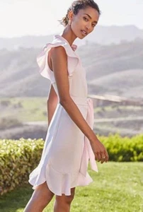 Camicia Ann Taylor regolare/alta rosa nettare svolazzante con cintura e volant $139 (U432) - Foto 1 di 9