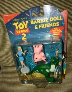 New 2000 Mattel Disney Toy Story 2 Barbie Doll & Hamm & Rex Action Figure & Acc - Picture 1 of 7