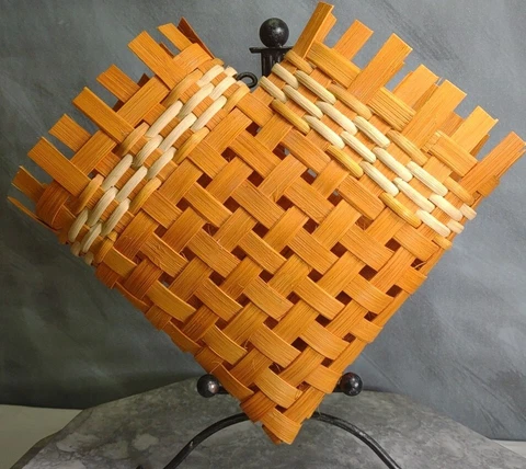 Heart Shaped Hand Woven Hanging Basket  3 Color Weave. 14 X 12 X 4 Cover