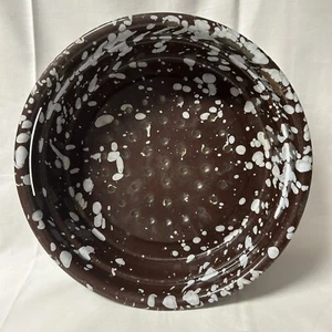 Vintage Round Brown White Enamelware Enamel Steamer Basket Strainer Insert - Picture 1 of 8