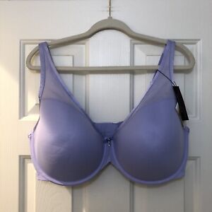 Curvy Couture Sheer Mesh Plunge T-Shirt Bra  Women’s Size 40H Purple Style 1310