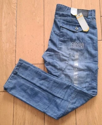 New Crosshatch Black Label Mens Cargo Denim Jeans W44 L32 Blue Trousers  - Image 1 of 4
