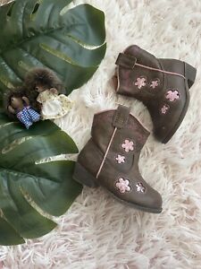 Garanimals Brown Pink Floral Western Cowgirl Boots Baby Size 5 
