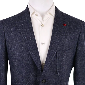 NEW $3,895 Isaia 'Sansevero Mat Effect' Dark Aegean Blue  2B Men's Jacket US 42R - Picture 1 of 16