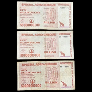 3x Zimbabwe 50 Billion Dollar Special Agro Cheque Bill Banknote Bond Check - Picture 1 of 3