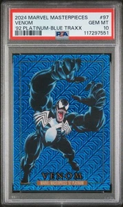 2024 Marvel Masterpieces '92 Platinum VENOM #97 Blue Traxx PSA 10 GEM MINT! - Picture 1 of 2