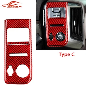 Cubierta de control de faros de fibra de carbono roja C para Silverado GMC Sierra 2014-18 - Imagen 1 de 9