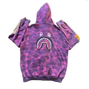 BAPE A Bathing Ape Shark Full Zip Hoodie Jacket Japan Camo Red Large Mens RARE - Picture 1 of 12