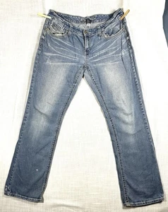 Ariya Flare Jeans Pants Bootcut Embroidered Distressed Women's Size 11 - Picture 1 of 14
