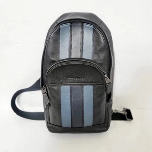 Coach Charles Pack Varsity Leather Bag, Black and Graphite - Picture 1 of 6