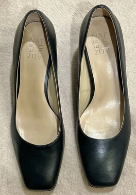 Naturalizer Karina black leather pump square toe dress comfort shoes New Sz 9.5M - Image 1 of 4