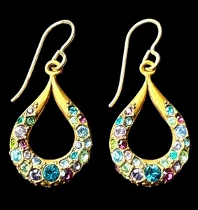 NEU Patricia Locke Gold/Seerose KRAUSE Kristall OHRRINGE USA HANDGEFERTIGT NEU MIT ETIKETT - Bild 1 von 6