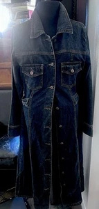 Vintage Rampage Women's Fashion Button Maxi Denim Jacket Coat - Picture 1 of 8