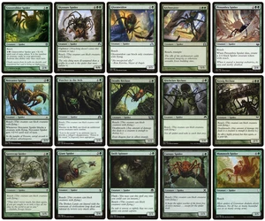 MTG - 15 x Different Green Spider Cards for Tribal Commander deck building - LP - Picture 1 of 1
