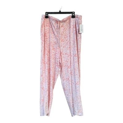 Nuevo con etiquetas Pantalones de pijama Charter Club para mujer mezcla de algodón con cordones florales rosa blanco Foto 1 de 4
