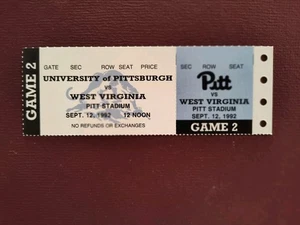 UNIVERSIDAD de PITTSBURGH vs. WVU Fútbol 🏈 Boleto sin usar 12 de septiembre de 1992 - Imagen 1 de 2
