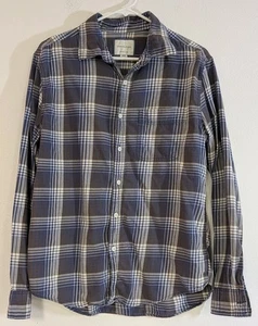 Camisa de franela a cuadros azul blanco súper suave calce novio mediano American Eagle - Imagen 1 de 8