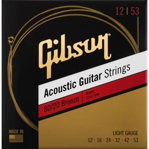 Gibson 80/20 Bronze Acoustic Guitar Strings 12-53. SAG-BRW12 - Picture 1 of 2