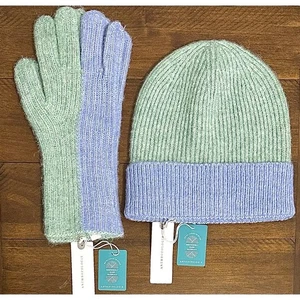 NUEVO CON ETIQUETAS: Por Anthropologie - Acanalado, 2 Tonos, Bloques de Color, Gorro y Guantes Tejidos - Imagen 1 de 4