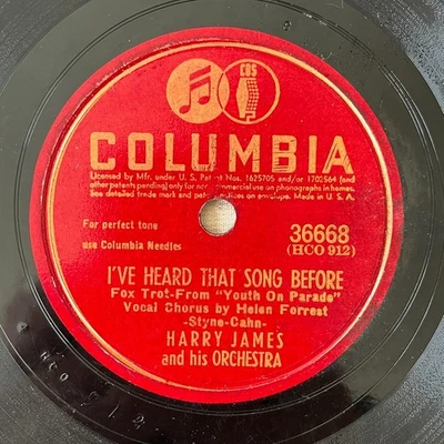 HARRY JAMES I've Heard That Song Before 1942 Shellac 78 RPM Columbia 36668 - G+ - Image 1 of 4
