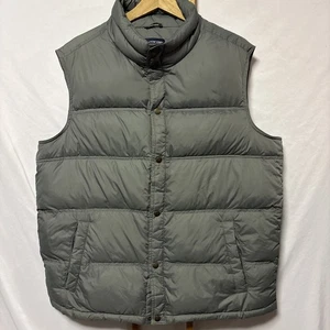 Lands End Gray Down Puffer Vest Men’s L 42-44 Pockets Insulated Full Front Snap - Picture 1 of 6