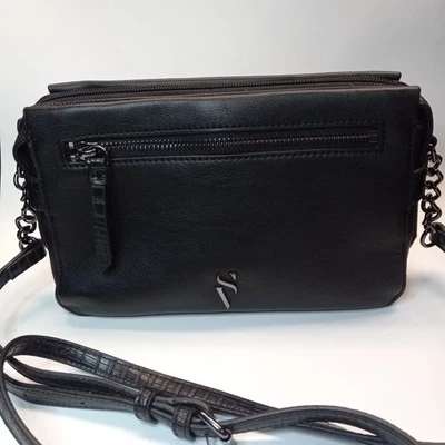  Cartera Bandolera Negra 'Simply Vera' Vera Wang Signature 6"x9" Muchos Bolsillos PU Foto 1 de 4
