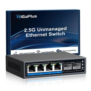 6 Ports 2.5Gb Unmanaged Ethernet Switch with 4* 2.5G Base-T Ports 2* 10G SFP+... - Picture 1 of 7