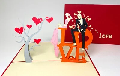 Love Couple Pop Up Card.3D Romantic Love/Anniversary/Valentines Day/Wedding Card - Image 1 of 4