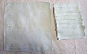 7 Vintage 14"sg. Light Mint Green Damask Napkins Very Nice Condition - Picture 1 of 3
