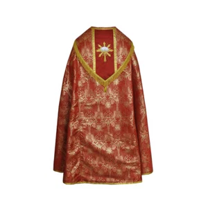 Metallic Red Cope & Stole Set with Slain Agnus Dei embroidery,capa pluvial - Picture 1 of 4