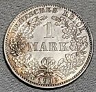 1915-J Germany Wilhelm Ii German Empire Silver 1 Mark Coin - Nice Toning