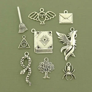 Wizard Collection Antique Silver Tone 9 Different Charms - COL453 - Picture 1 of 1