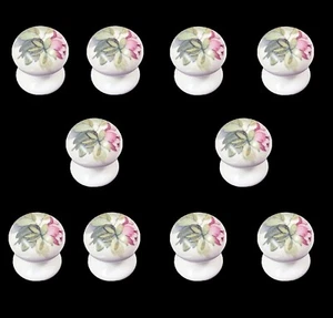 10 perillas de puerta de armario de porcelana blanca de una pieza diseño de peonía rosa 30 mm - Imagen 1 de 3