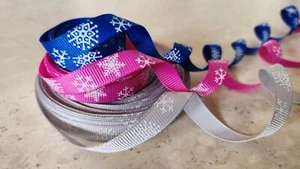 10mm Christmas Snowflake Grosgrain Ribbon Joblot, 23.5m - Picture 1 of 4