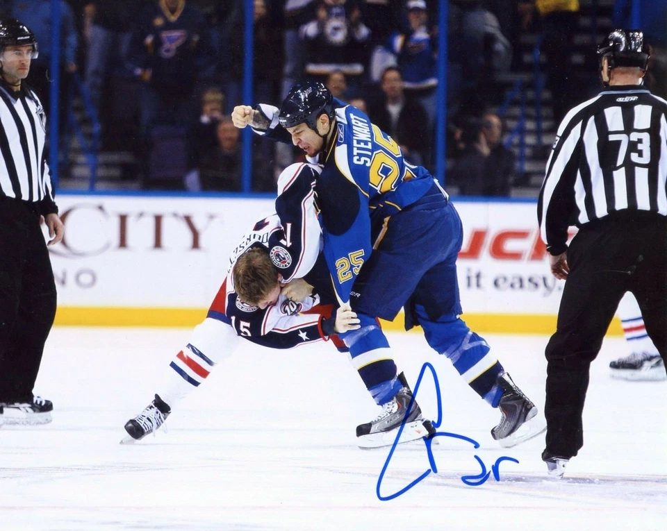 FOTOGRAFÍA 8X10 FIRMADA POR CHRIS STEWART CERTIFICADO DE AUTENTICIDAD DE ST LOUIS BLUES Foto 1 de 1