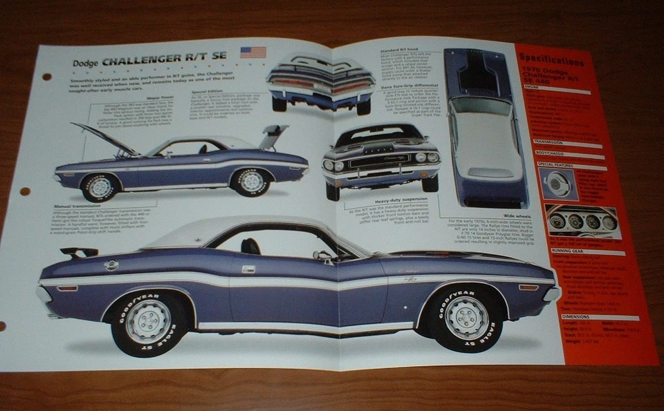 1970 Dodge Challenger R/T Se 440 Original Imp Brochure Specs Info Mopar Rt 70 71 - Image 1 of 1