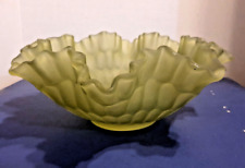 Fenton Art Glass #426CG Thumbprint Decorative 11" Green Frosted 1967 Bowl