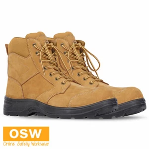 BN Wheat Safety Numbuck Leather Bump Cap Composite Toe 5" Zip Work Boots - Bild 1 von 5