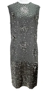 ARBÉ ITALY CHIFFON SEQUIN DRESS VTG FLAPPER HOLLYWOOD GLAM STARBURST MCM ATOMIC - Picture 1 of 22