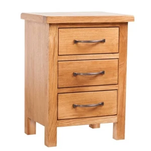 NNEVL Nightstand with 3 Drawers 40x30x54 cm Solid Oak Wood - Picture 1 of 6